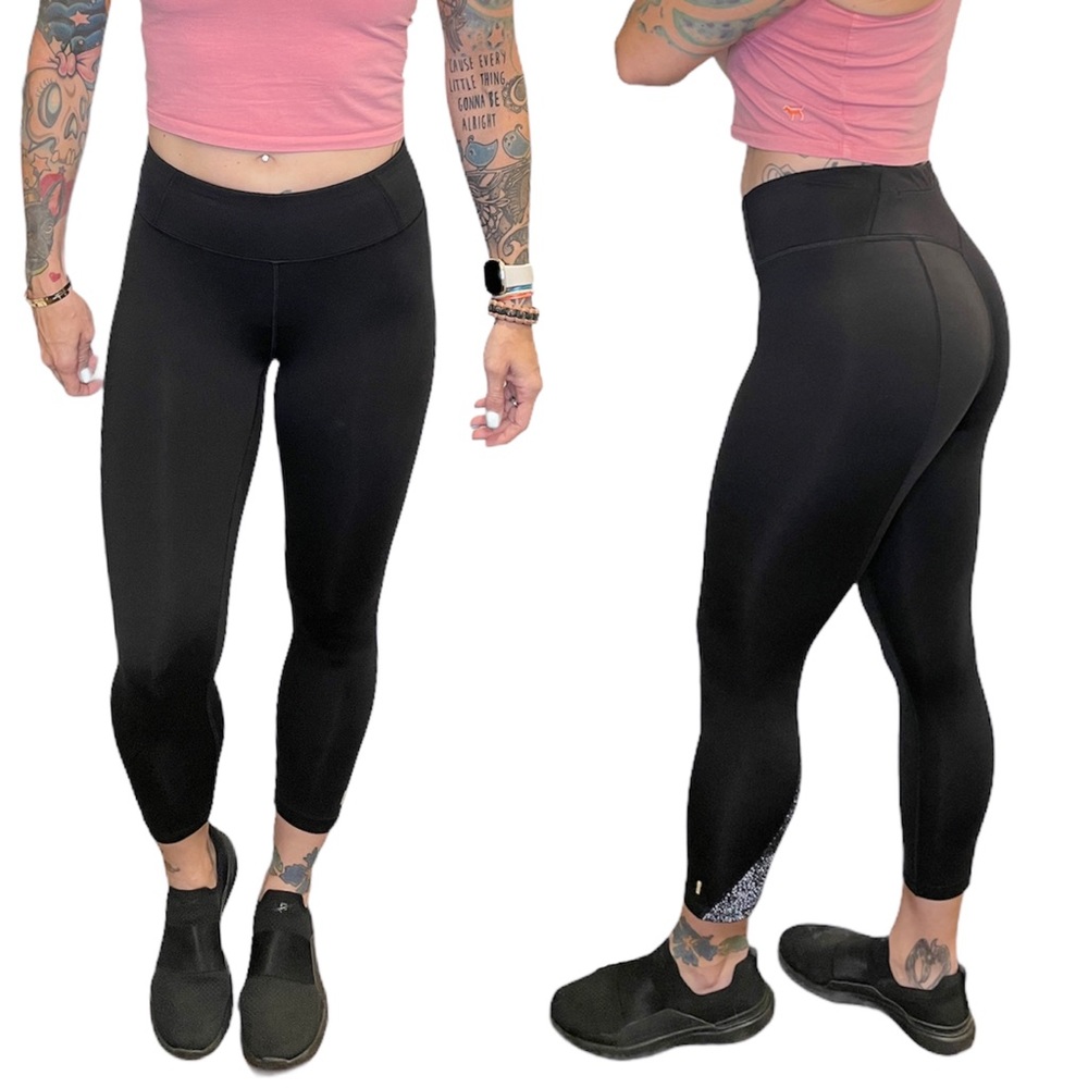 Lucy Black High Rise 7/8 Leggings Polka Dot Small